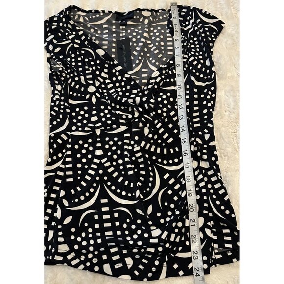 Worthington Geometric Blouse Cap Sleeve Polyester Blend Women's Size Petite S - Picture 12 of 13